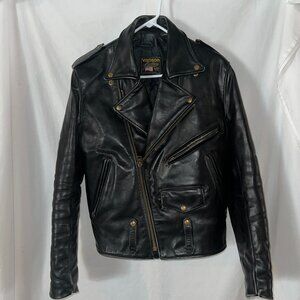 VANSON C2 Men's Size 40 Black Leather Double Rider's Motorcycle Jacket Vintage